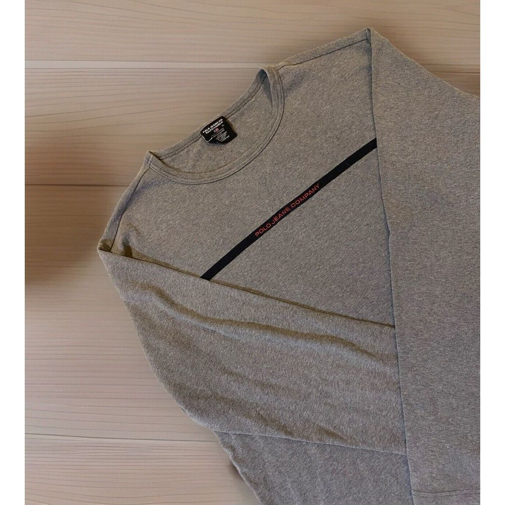 Polo Jeans Co Ralph Lauren Shirt Mens XL Sweater Gray Vintage Black Label